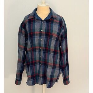 80's Pendleton 100% Virgin Wool Button Up Flannel Plaid Women's XL Cozy Fall
